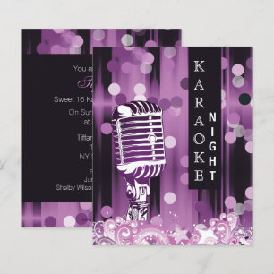 Budget Purple Sweet 16 Karaoke Invitation