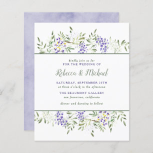 Budget Purple Watercolor Wisteria Floral Wedding