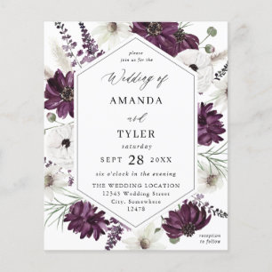 Budget Purple & White Floral Wedding Flyer