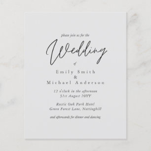 BUDGET Purple Yellow Grey Colours Wedding Invite