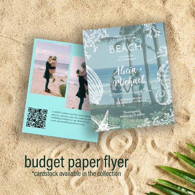 Budget QR CODE 3 photo summer beach wedding Flyer (Creator Uploaded)