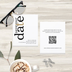 Budget QR Code Black Gold Text White Save Date 