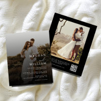 Budget QR Code Black Photo Wedding Invitation