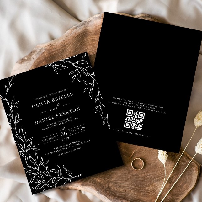 Budget QR Code Black & White Wedding Invitation Flyer (Creator Uploaded)