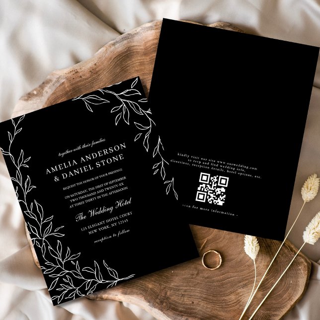 Budget QR Code Black & White Wedding Invitation Flyer (Creator Uploaded)