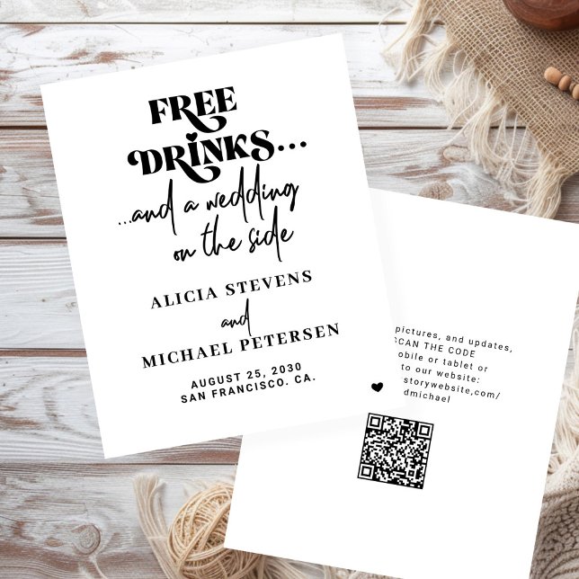 Budget QR code casual wedding save the date card (Creator Uploaded)