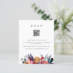 Budget QR CODE floral elegant invitation RSVP