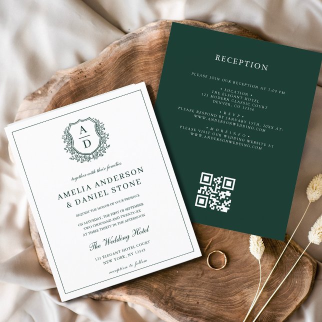 Budget QR Code Green Leaf Wedding Invitation Flyer (Creator Uploaded)
