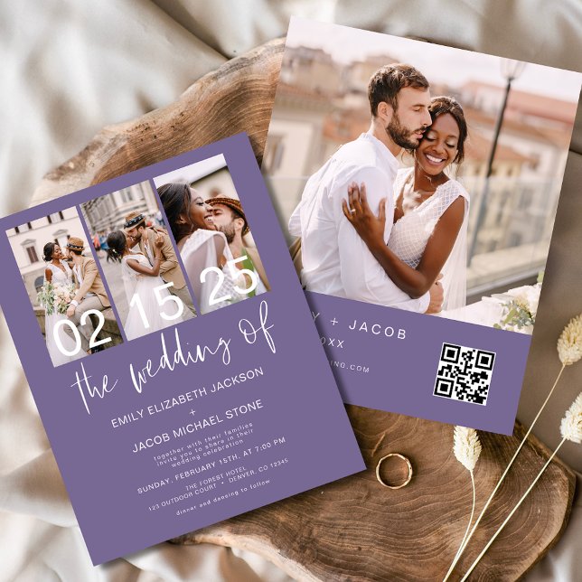 Budget QR Code Lavender Purple Wedding Invitation (Creator Uploaded)