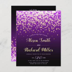 BUDGET QR code Lights purple wedding invitation