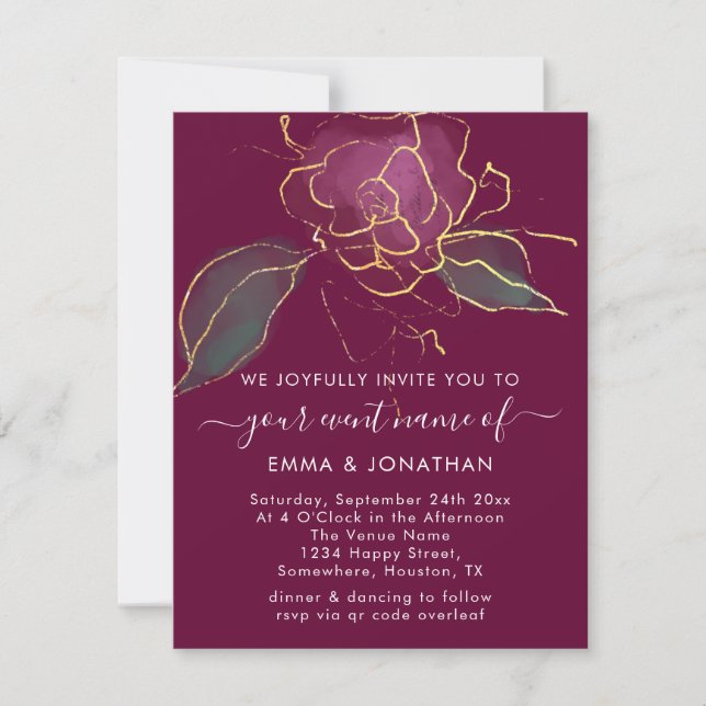 Budget QR Code Marsala Golden Flower (Front)