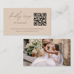 Budget QR Code Minimalist RSVP Wedding Website Enclosure Card