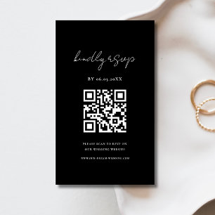 Budget QR Code Minimalist RSVP Wedding Website Enclosure Card