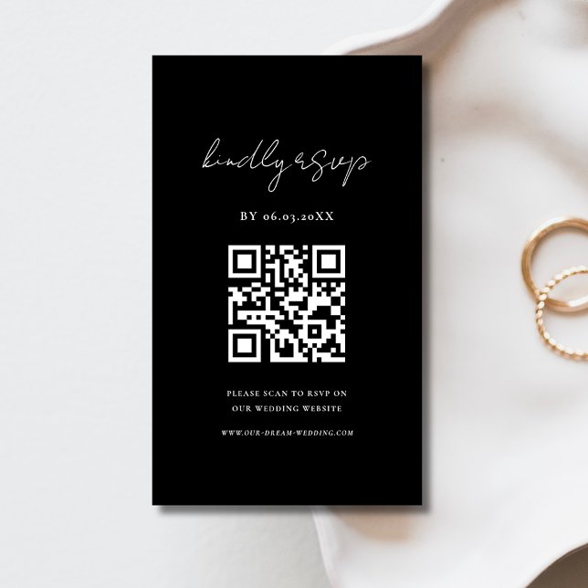 Budget QR Code Minimalist RSVP Wedding Website Enclosure Card (Creator Uploaded)