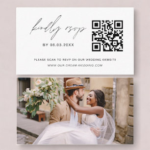 Budget QR Code Minimalist RSVP Wedding Website Enclosure Card