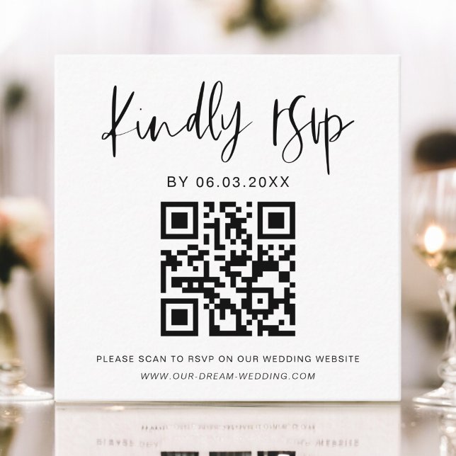 Budget QR Code Minimalist RSVP Wedding Website  Enclosure Card (Creator Uploaded)