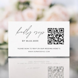 Budget QR Code Minimalist RSVP Wedding Website Enclosure Card