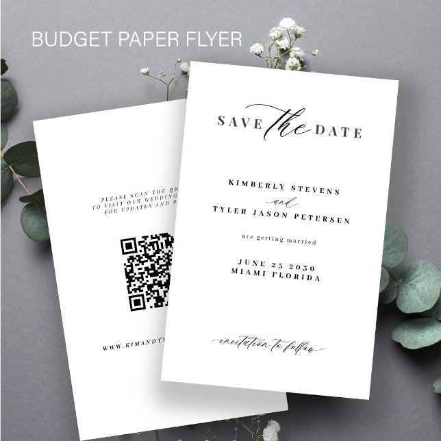 Budget QR code minimalist wedding save the date Flyer (Creator Uploaded)