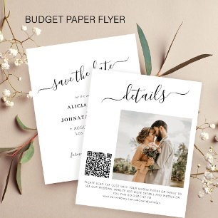 Budget QR code photo elegant wedding save the date Flyer