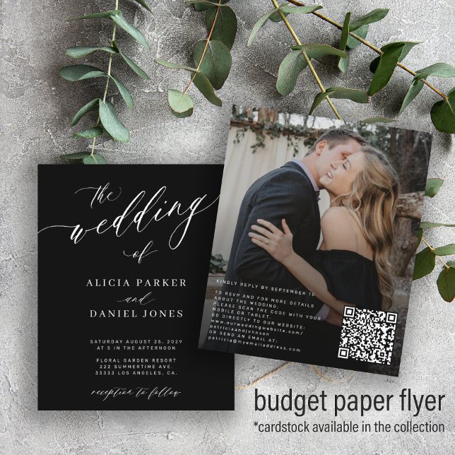 Budget QR code photo modern wedding Invitation Flyer (Creator Uploaded)