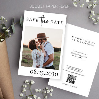 Budget QR CODE photo modern wedding save the date Flyer