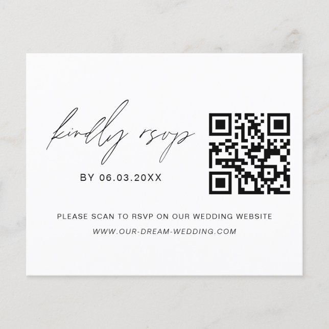 Budget QR Code Photo RSVP Minimalist Wedding Flyer (Front)