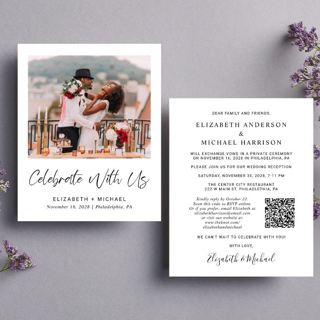 Budget QR Code Photo Wedding Reception Invitation (Creator Uploaded)