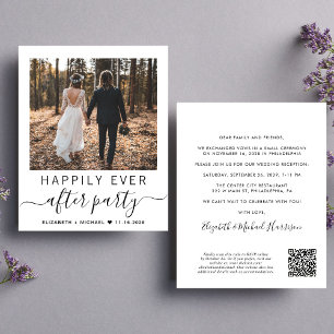 Budget QR Code Photo Wedding Reception Invitation