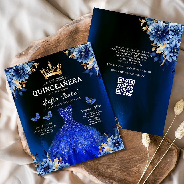 Budget QR Code Quinceanera Royal Blue Princess  (Creator Uploaded)