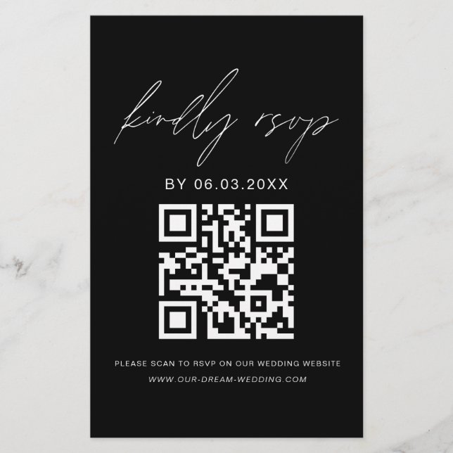 Budget QR Code RSVP Minimalist Wedding Website (Front)