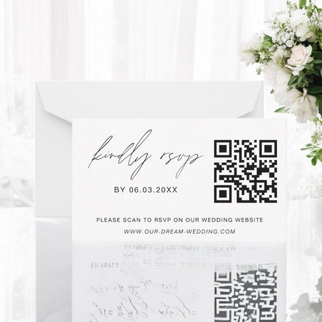 Budget QR Code RSVP Minimalist Wedding Website Card (Creator Uploaded)