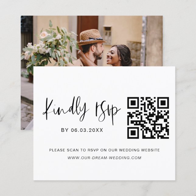 Budget QR Code RSVP Photo Wedding Website (Front/Back)