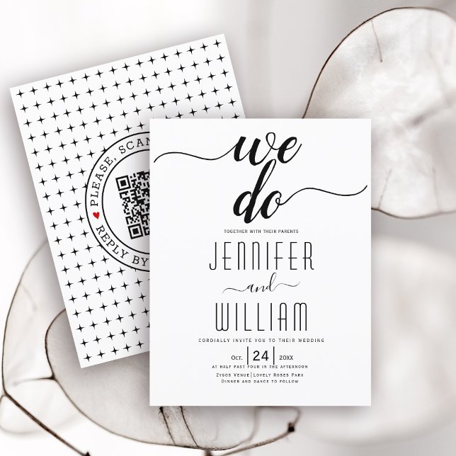 BUDGET QR code RSVP We do wedding invitation (Creator Uploaded)