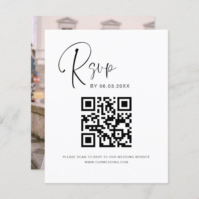 Budget QR Code RSVP Wedding Photo Website (Front/Back)