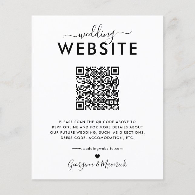 Budget QR Code RSVP Wedding Website Details (Front)