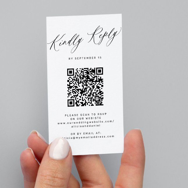 Budget QR code simple minimalist wedding RSVP Enclosure Card (Creator Uploaded)