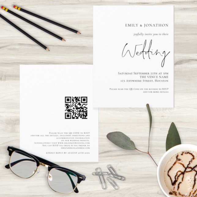 Budget QR Code Typography Wedding Invitation (Creator Uploaded)