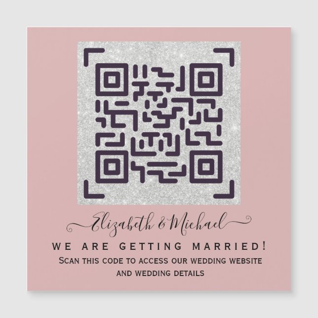 Budget QR Code Website RSVP Hotel Wedding Details  (Front)
