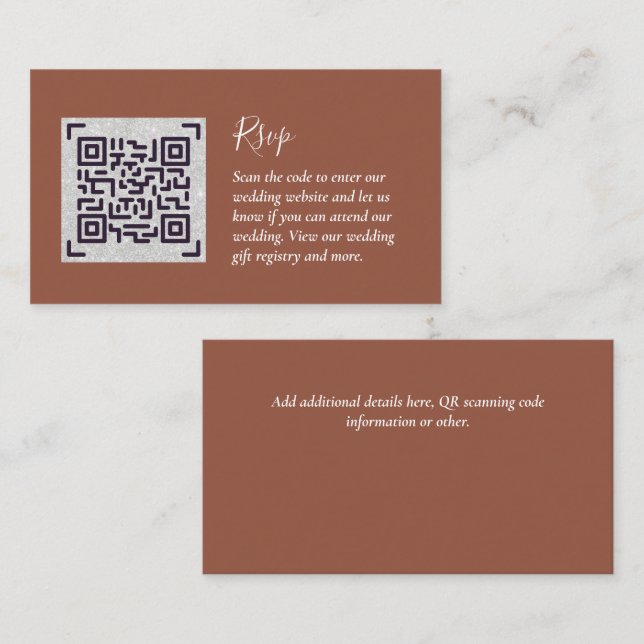 Budget QR Code Website RSVP Hotel Wedding Details  Enclosure Card (Front/Back)