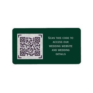 Budget QR Code Website RSVP Hotel Wedding Details  Label