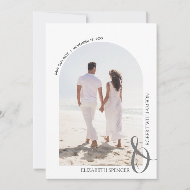 Budget QR Code Wedding Photo Save the Date (Front)