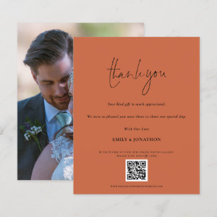 Budget QR Code Wedding Photo Terracotta Thank you 
