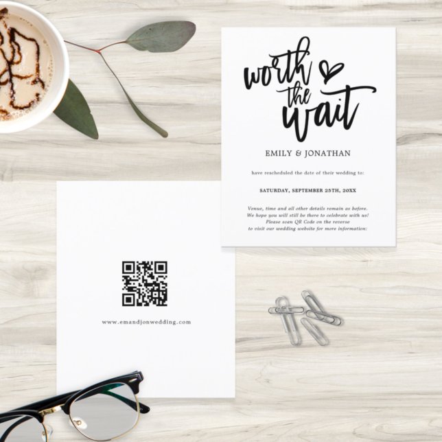 Budget QR Code Worth Wait Wedding Save the Date (Creator Uploaded)