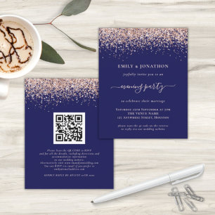 Budget QR Rose Gold Glitter Navy Evening Wedding
