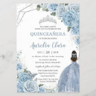 Budget Quinceanera 15 Baby Blue Floral Invitation