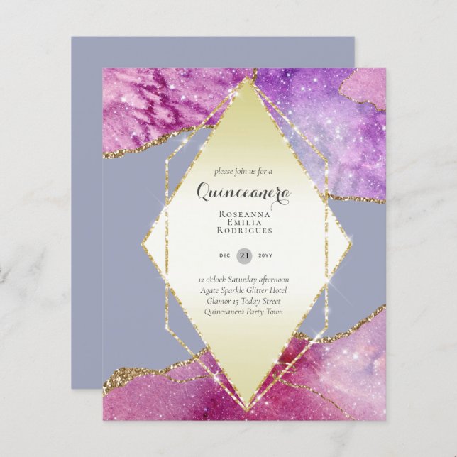 BUDGET QUINCEANERA - AGATE Sparkles Glamour Chic (Front/Back)