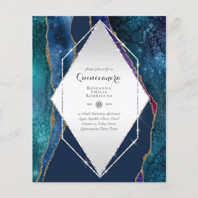 BUDGET QUINCEANERA - AGATE Sparkles Glamour Chic Flyer (Front)