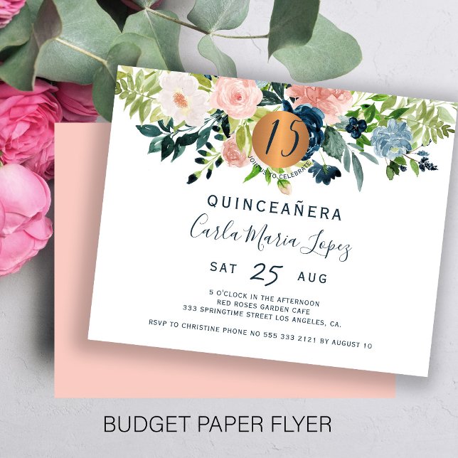 Budget Quinceañera birthday party invitation Flyer (Creator Uploaded)