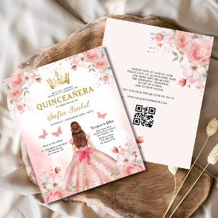 Budget Quinceañera Blush Pink Floral Butterfly