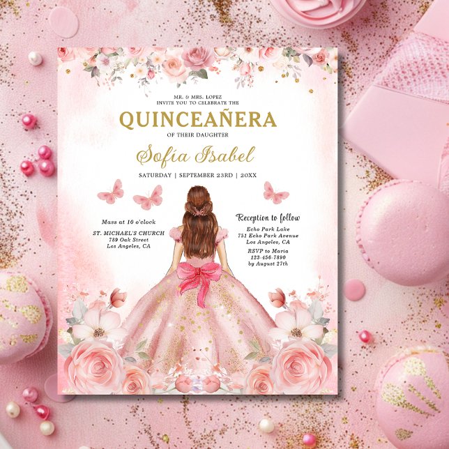 Budget Quinceañera Blush Pink Rose Floral (Creator Uploaded)